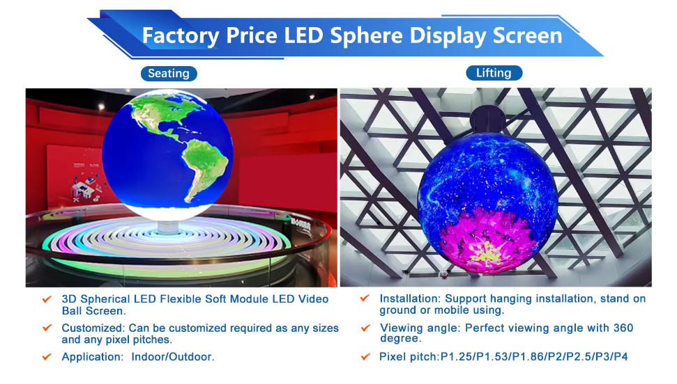 Customized LED Spherical Ball Light Screen LED Video Sphere Screen Display 0