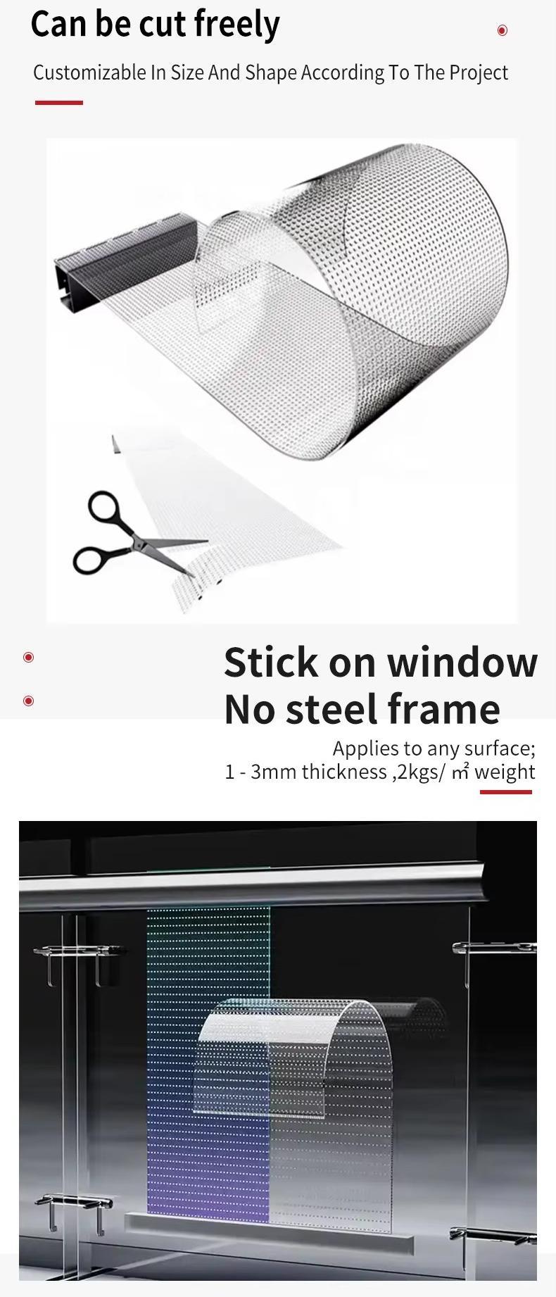 Transparent Led Film Display on Window Flexible Transparent Video Wall 2