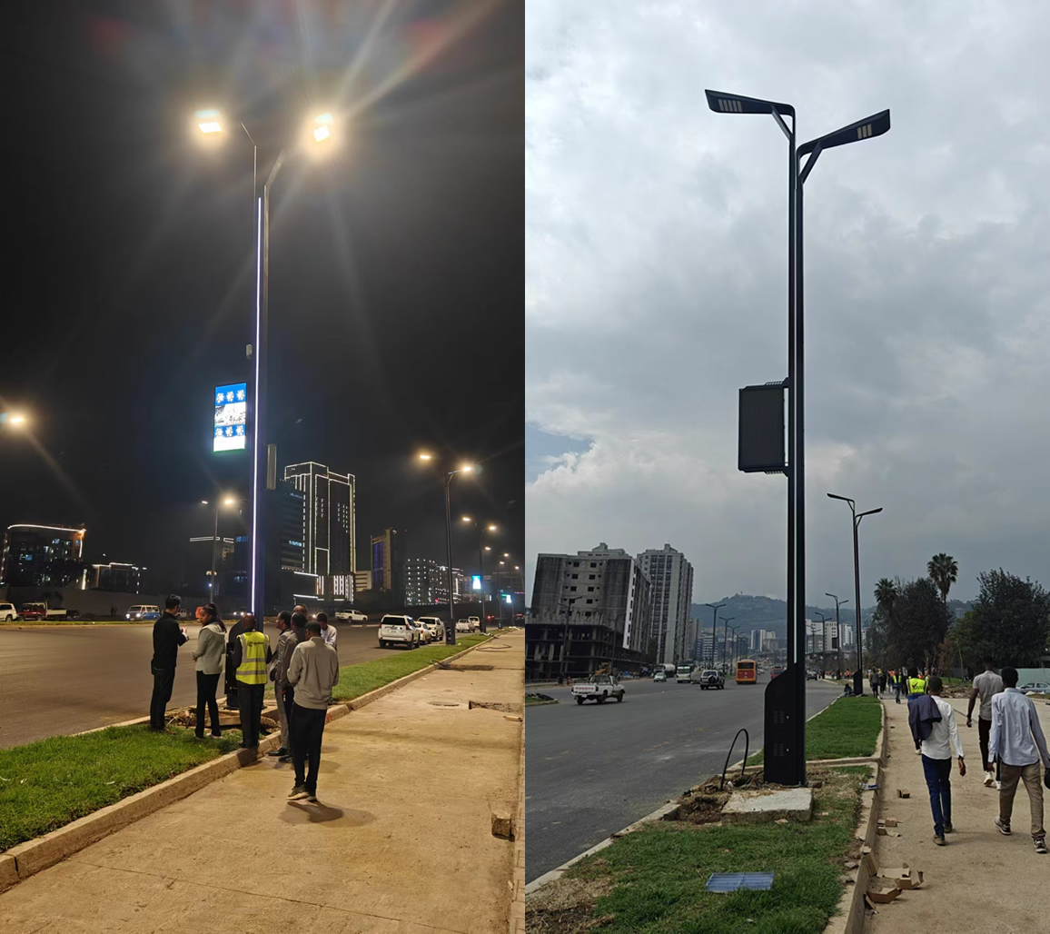 315 pcs outdoor street light LED display screen unveiled in Ethiopia