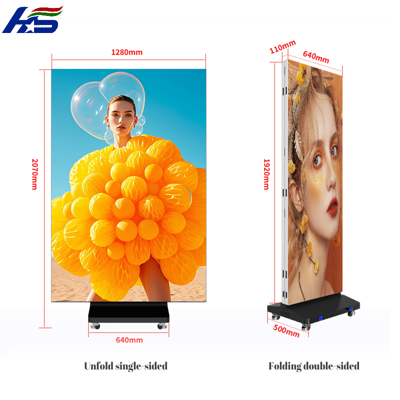 P2.5 LED Poster Display 3 Fold Poster Led Dispaly Doble side display Floor Stand LED Poster