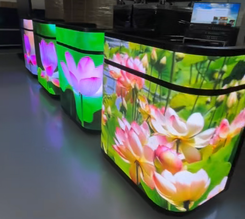  Cabinet table display Elliptical edge Curved led display table