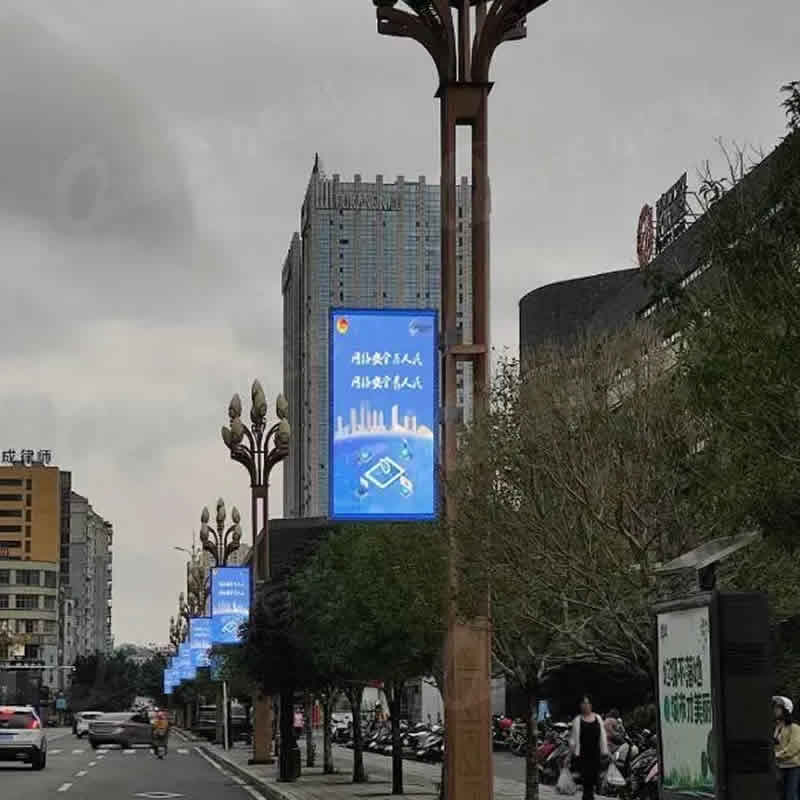 Outdoor street pole led screen P3.84 Street lighting pole led display