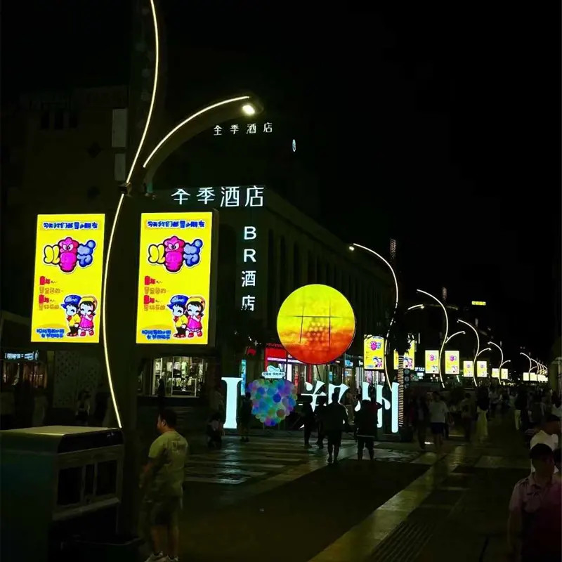  outdoor street lighting pole led display P4 Light Pole Led Screen