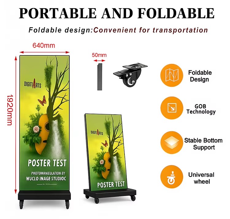 P1.86 Foldable LED poster screen LED Poster Display